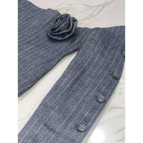 SAKS POTTS Bea Corset in Grey Pinstripe Small New Womens Srapless Top Blouse - Picture 8 of 15